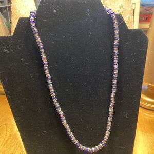 Royal Blue and Silvertone Crystal Necklace